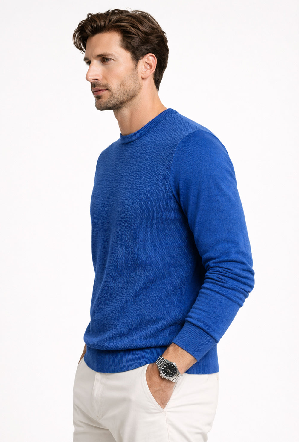 Maglioncino uomo 100% cotone trama lavorata semi slim fit - AVIO