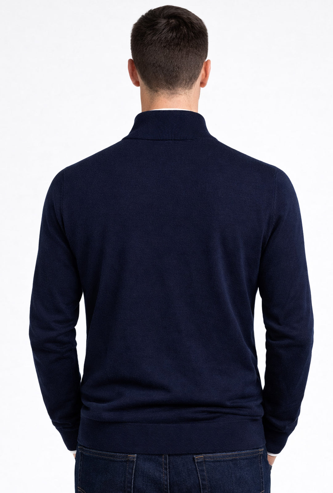 Maglioncino giacca uomo in cotone extrafine con zip e bottoni Portocervo - BLU