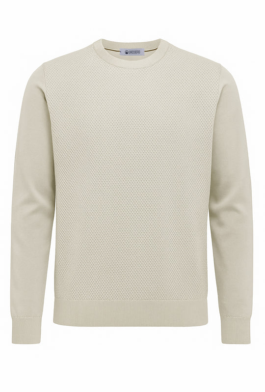 Maglioncino uomo trama lavorata con toppe - BEIGE CHIARO