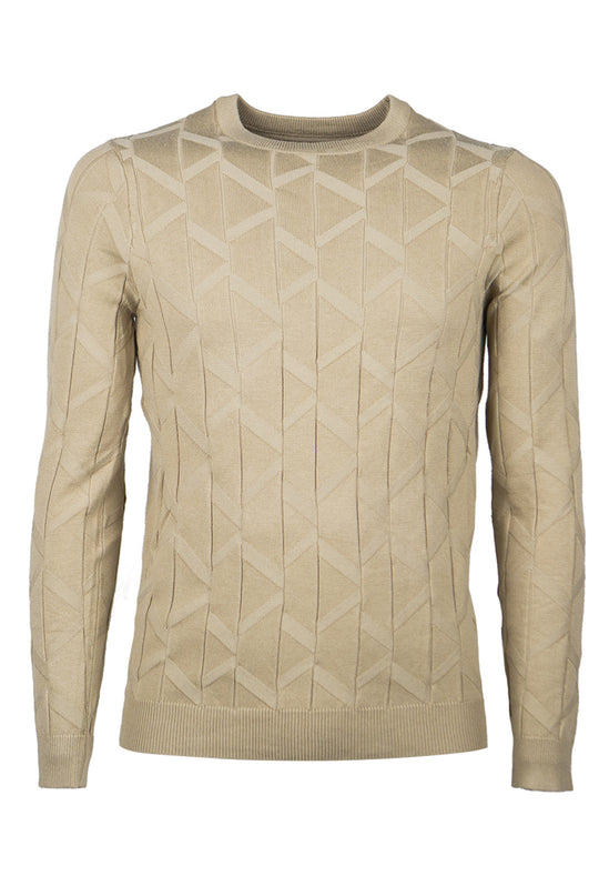 Maglia Uomo Dresserd Trama Lavorata Maglioncino manica lunga in viscosa - BEIGE