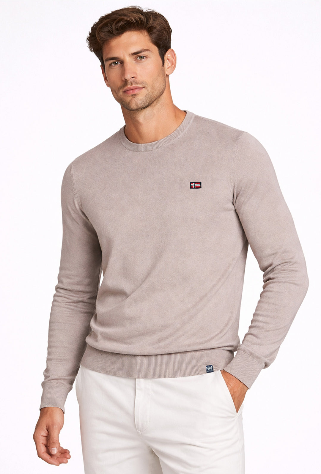 Maglioncino uomo Norway girocollo in cotone - BEIGE