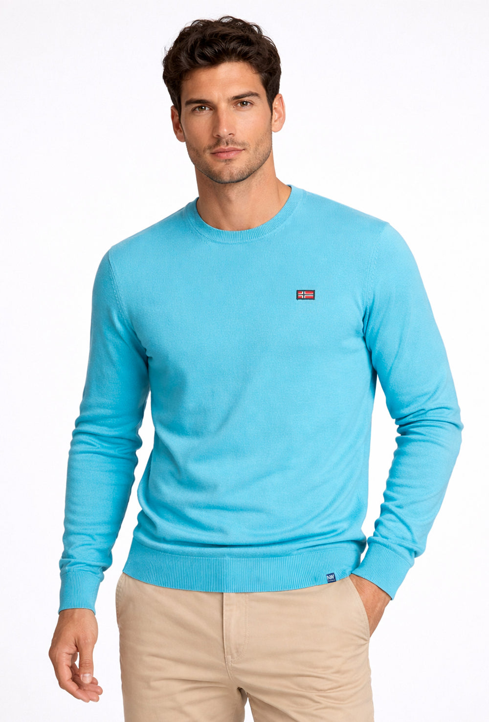 Maglioncino uomo Norway girocollo in cotone - TURCHESE