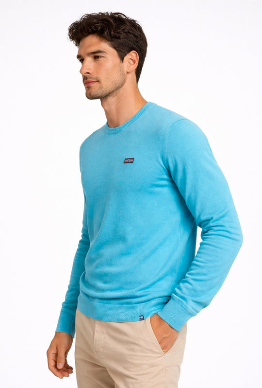 Maglioncino uomo Norway girocollo in cotone - TURCHESE