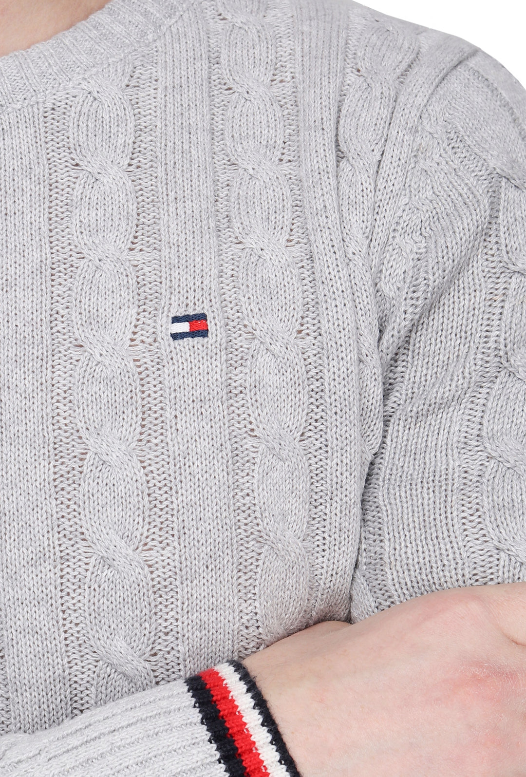 Maglione Uomo Tommy Hilfiger con Trecce - GRIGIO