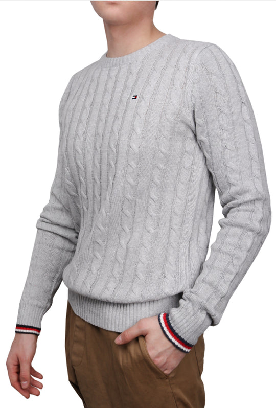 Maglione Uomo Tommy Hilfiger con Trecce - GRIGIO