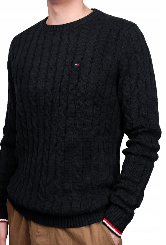 Maglione Uomo Tommy Hilfiger con Trecce - NERO