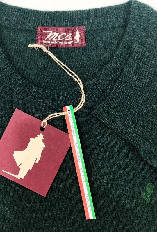 Maglioncino Uomo MCS in 80% Lana girocollo Made in Italy - VERDE