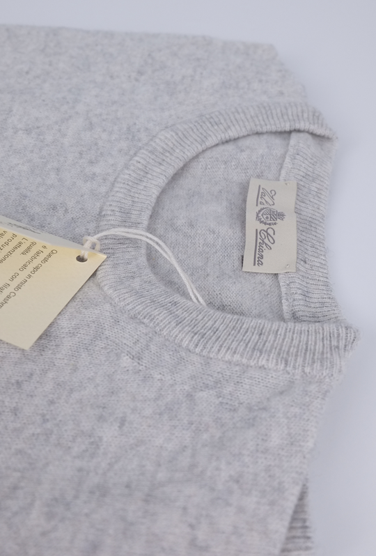 Maglioncino uomo misto Cashmere Lana Made in Italy - GRIGIO CHIARO