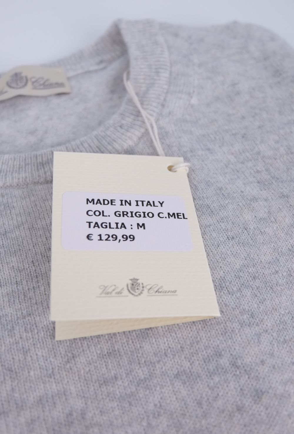 Maglioncino uomo misto Cashmere Lana Made in Italy - GRIGIO CHIARO