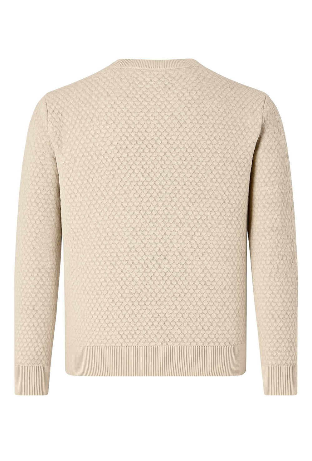Maglia uomo maglioncino girocollo cotone trama nido d'ape - BEIGE