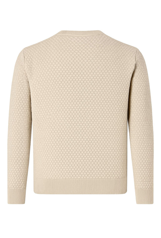 Maglia uomo maglioncino girocollo cotone trama nido d'ape - BEIGE