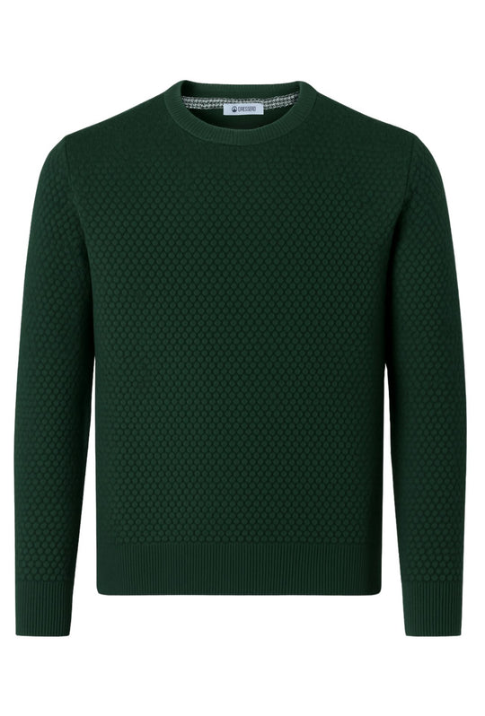 Maglia uomo maglioncino girocollo cotone trama nido d'ape - VERDE