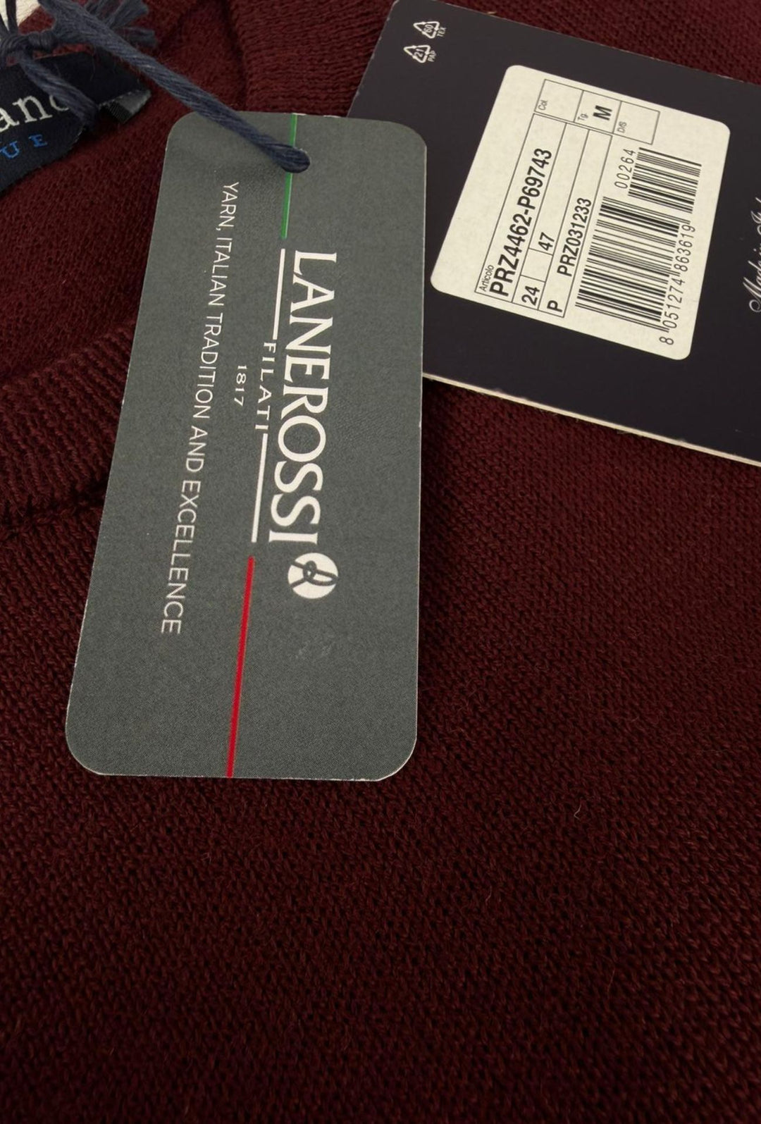 Maglioncino Uomo 100% Lana merinos extrafine Lanerossi girocollo - BORDEAUX