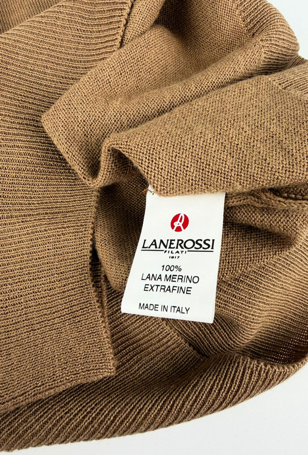 Maglioncino Uomo 100% Lana merinos extrafine Lanerossi girocollo - CAMMELLO