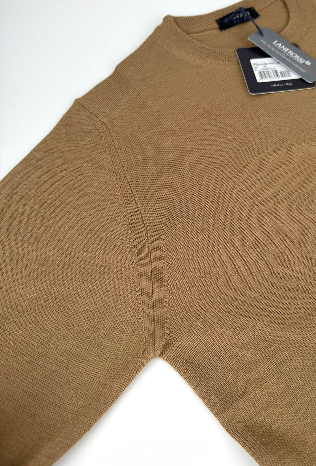 Maglioncino Uomo 100% Lana merinos extrafine Lanerossi girocollo - CAMMELLO