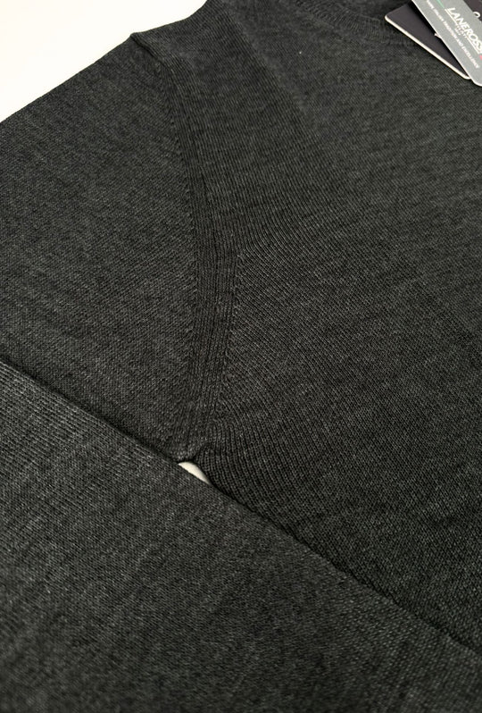 Maglioncino Uomo 100% Lana merinos extrafine Lanerossi girocollo - GRIGIO SCURO