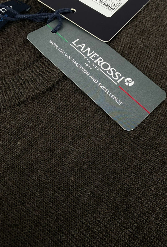 Maglioncino Uomo 100% Lana merinos extrafine Lanerossi girocollo - MARRONE