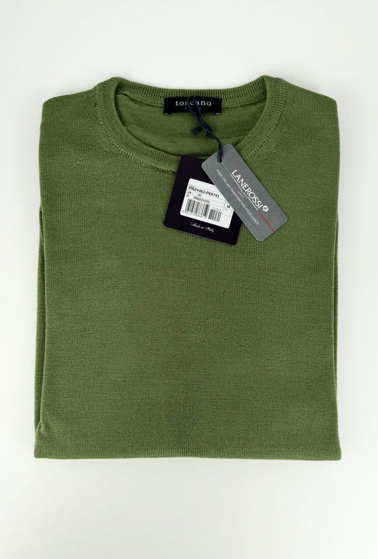 Maglioncino Uomo 100% Lana merinos extrafine Lanerossi girocollo - VERDE