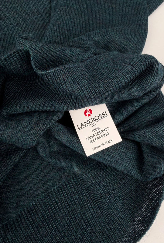 Maglioncino Uomo 100% Lana merinos extrafine Lanerossi girocollo - VERDE PETROLIO