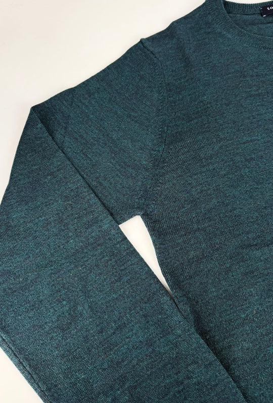 Maglioncino Uomo 100% Lana merinos extrafine Lanerossi girocollo - VERDE PETROLIO