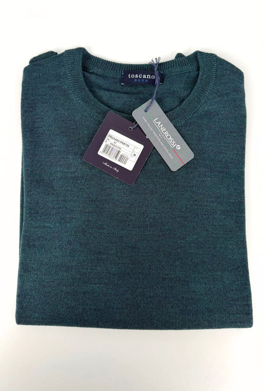 Maglioncino Uomo 100% Lana merinos extrafine Lanerossi girocollo - VERDE PETROLIO