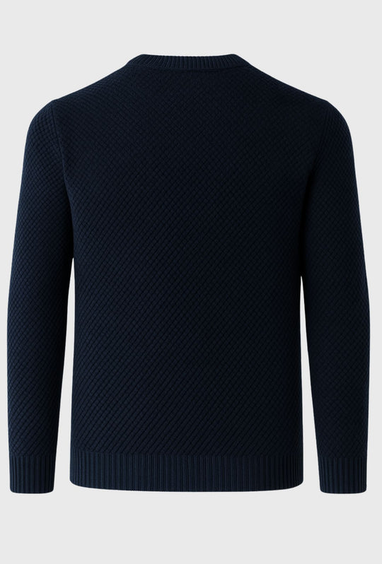 Maglione uomo girocollo invernale trama lavorata pesante - BLU