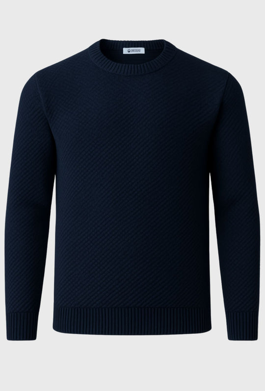 Maglione uomo girocollo invernale trama lavorata pesante - BLU