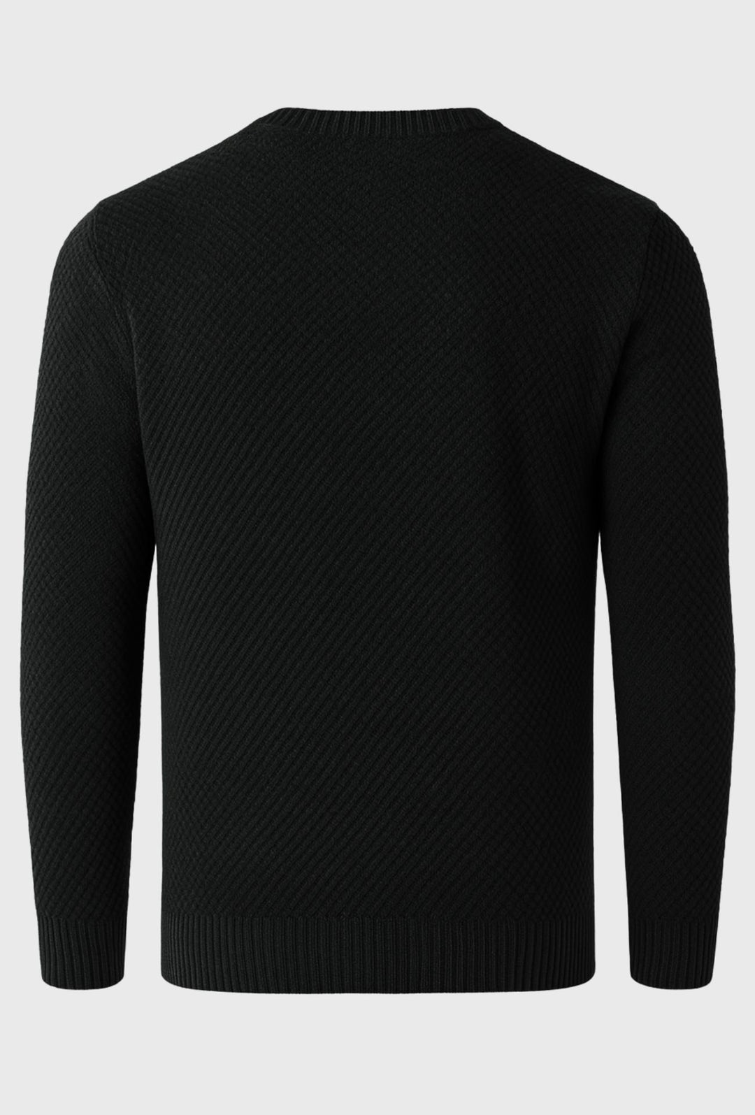 Maglione uomo girocollo invernale trama lavorata pesante - NERO