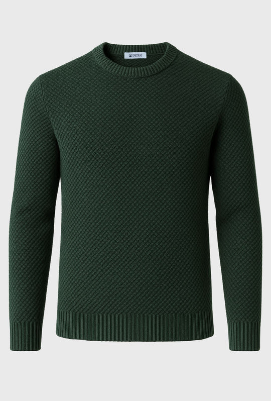 Maglione uomo girocollo invernale trama lavorata pesante - VERDE