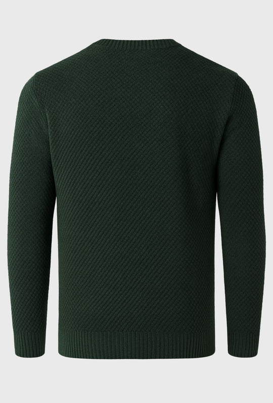 Maglione uomo girocollo invernale trama lavorata pesante - VERDE