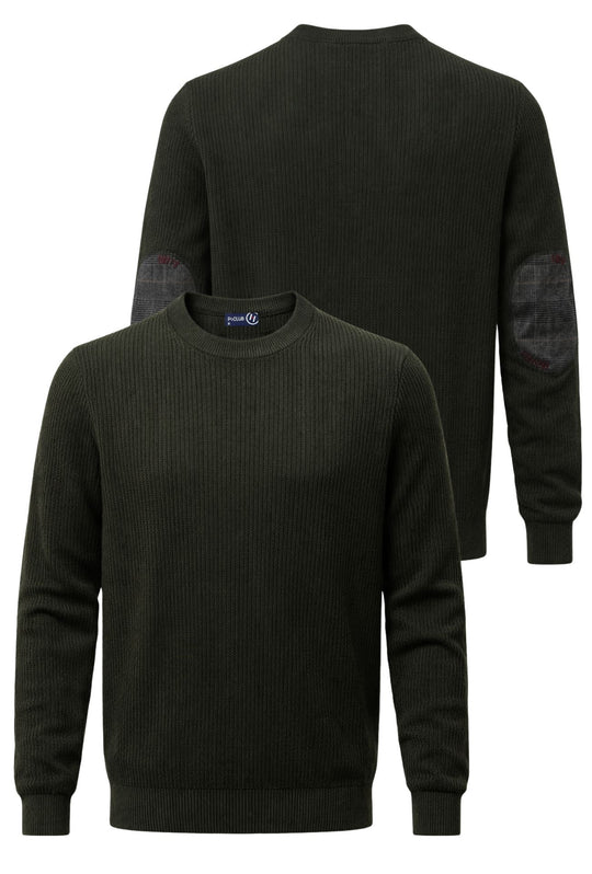 Maglioncino uomo con toppe P/Club trama lavorata - VERDE