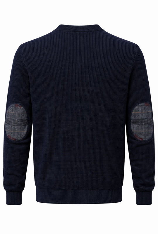 Maglioncino uomo con toppe P/Club trama lavorata - BLU