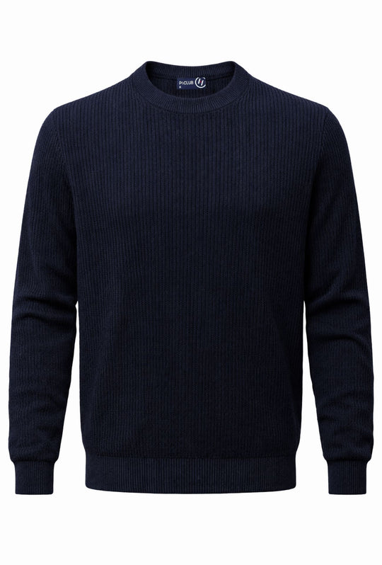 Maglioncino uomo con toppe P/Club trama lavorata - BLU