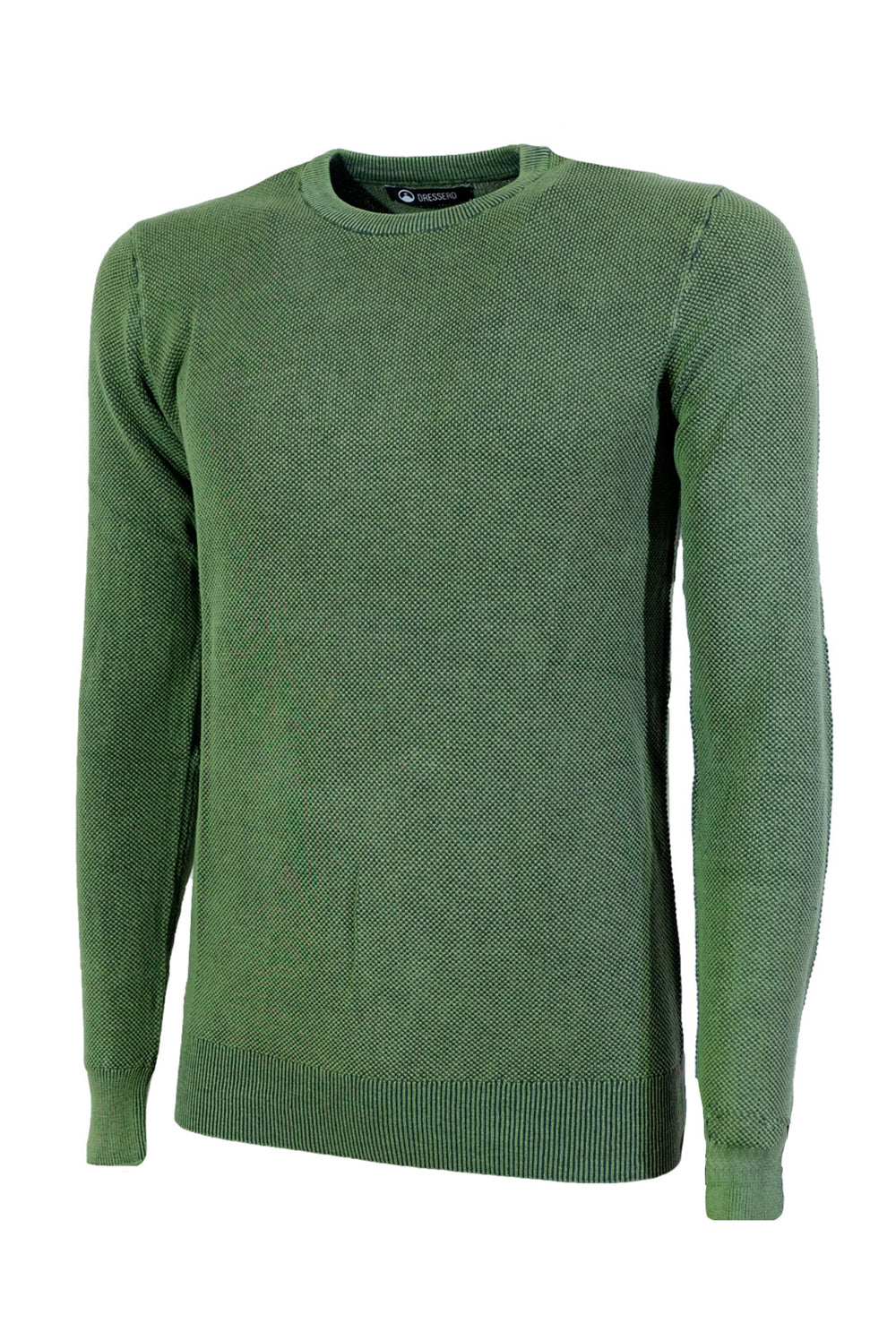 Maglia uomo in cotone con trama lavorata girocollo 100% Cotone Dresserd - VERDE