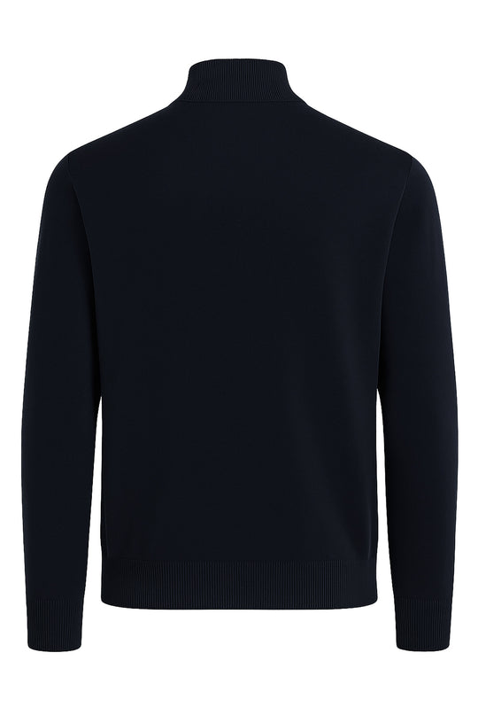 Maglioncino uomo Full Zip in viscosa pesante con tasche -NERO