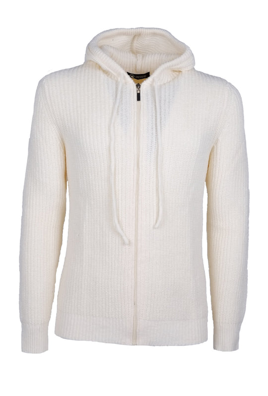 Felpa in maglia zip e cappuccio maglione aperto costa inglese Maglie dresserd - PANNA