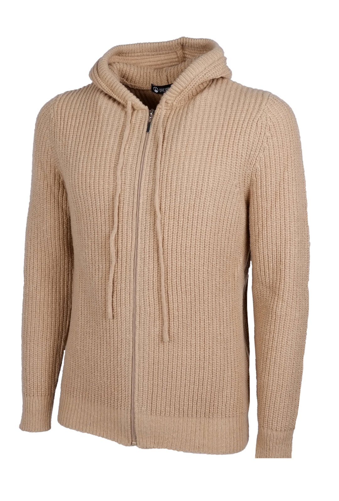 Felpa in maglia zip e cappuccio maglione aperto costa inglese Maglie dresserd - CAMMELLO