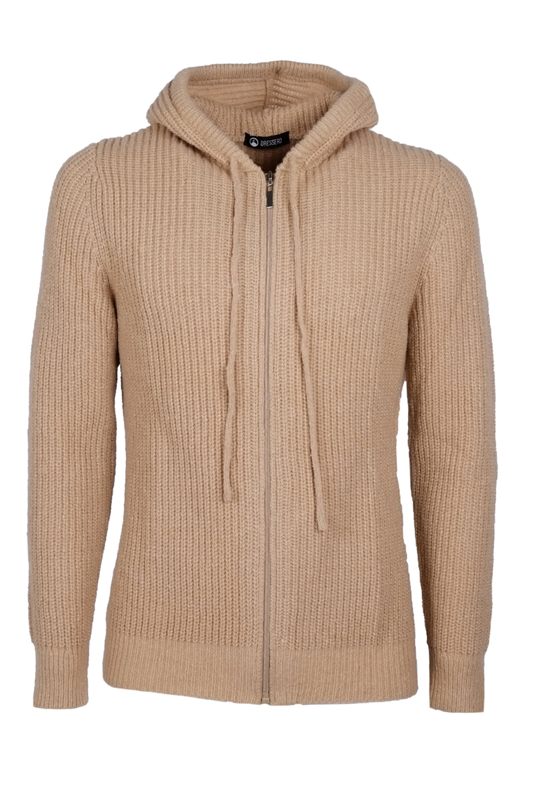 Felpa in maglia zip e cappuccio maglione aperto costa inglese Maglie dresserd CAMMELLO