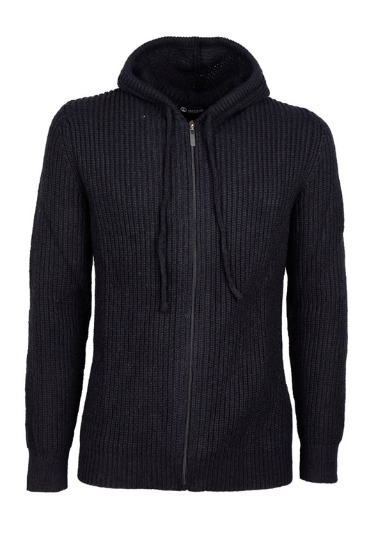 Felpa in maglia zip e cappuccio maglione aperto costa inglese Maglie dresserd - NERO