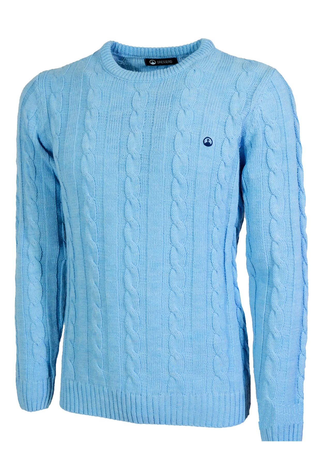 Maglione Uomo con Trecce Dresserd in lana girocollo uomo, Maglie invernali AZZURRO