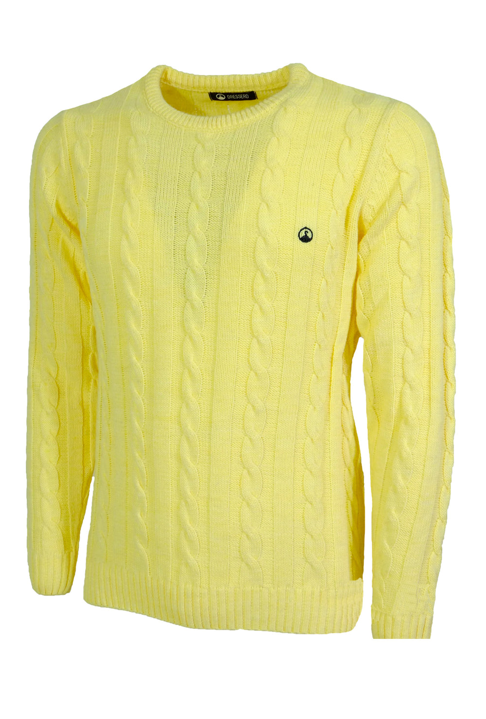 Maglione Uomo con Trecce Dresserd in lana girocollo uomo, Maglie invernali - GIALLO