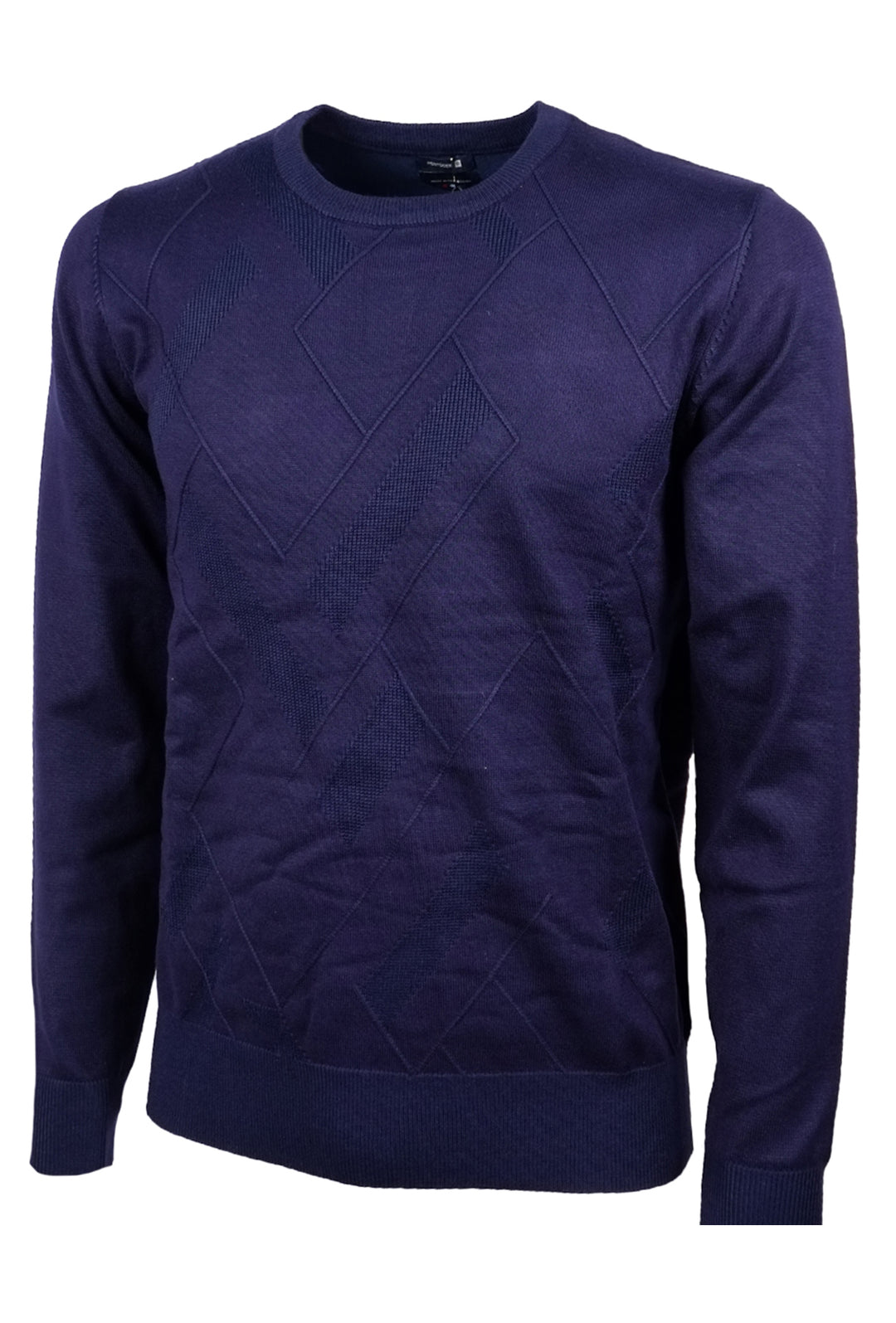 Maglione Uomo Viscosa Pesante Trama lavorata Maglia manica lunga girocollo Dresserd - BLU