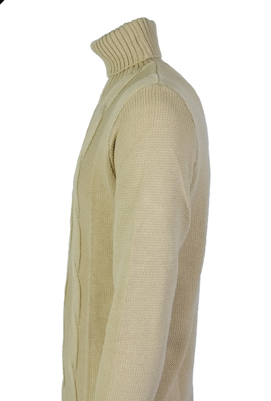 Maglia uomo Dolcevita Dresserd modello invernale lavorazione treccia Maglione Lana - BEIGE