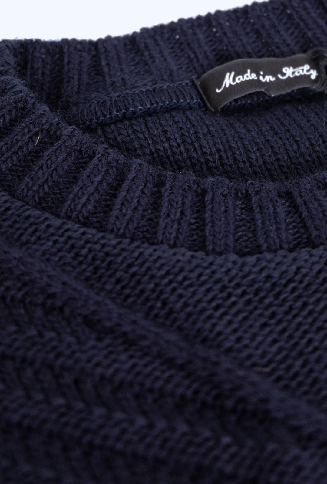 Maglione uomo girocollo pesante in lana trama lavorata - BLU