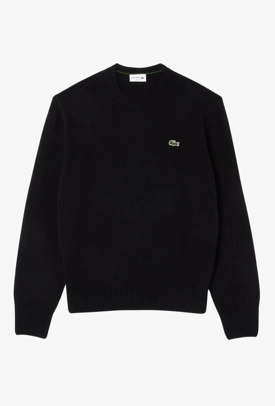 Maglione uomo LACOSTE in lana cardata - NERO