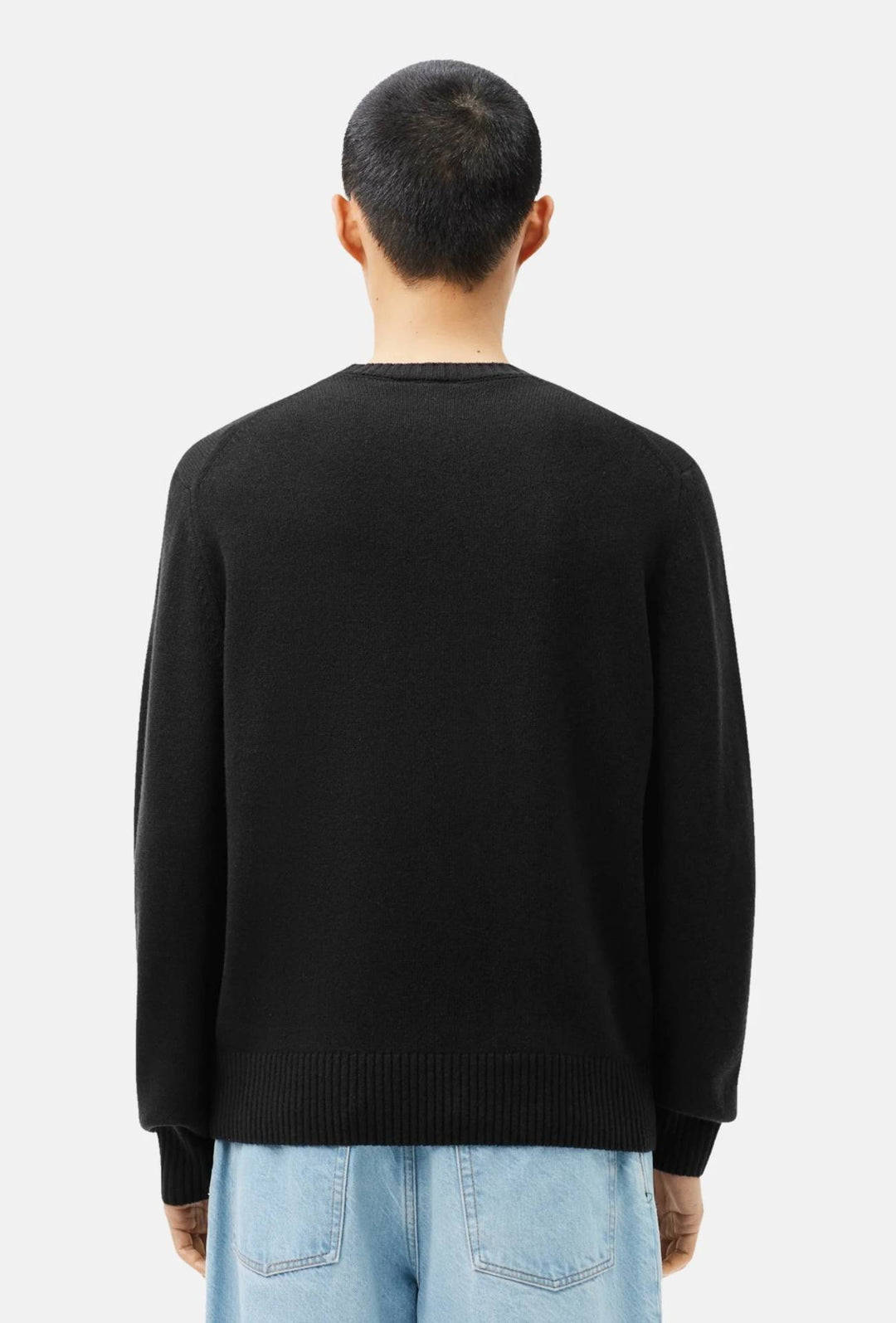 Maglione uomo LACOSTE in lana cardata - NERO
