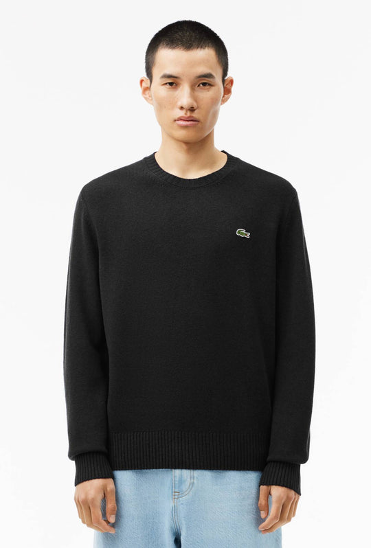 Maglione uomo LACOSTE in lana cardata - NERO