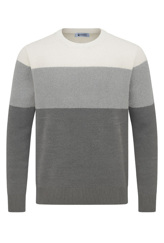 Maglione uomo girocollo Trama lavorata, semi slim fit - GRIGIO