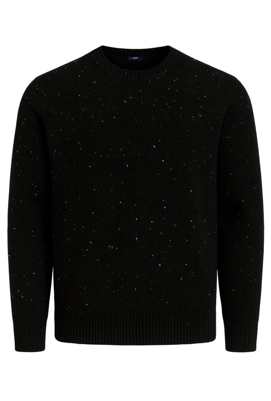 Maglione uomo morbidissimo girocollo invernale melangiato - NERO