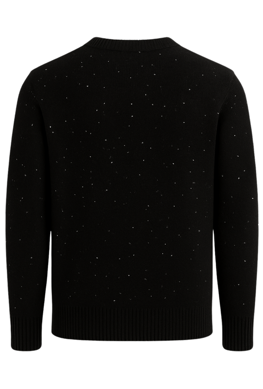 Maglione uomo morbidissimo girocollo invernale melangiato - NERO